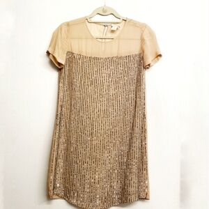 Club Monaco Metallic and Sheer Mini Dress Size 6